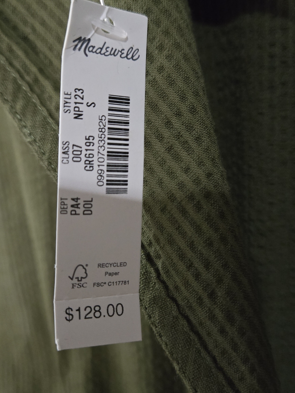 Madewell Sz Small Olive Green Smocked-Waist Maxi Dress - Picture 3 of 9